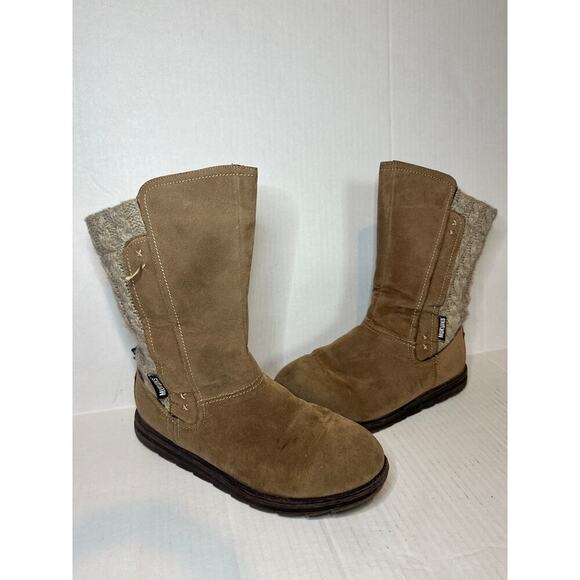 Muk Luks Size 10 Round Toe Tan Mid Calf Lined Comfort Boots Taupe Brown - Picture 2 of 11